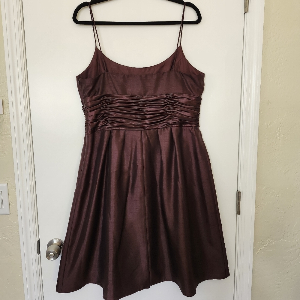 Vintage 90s Chocolate Brown Formal Embroidered A-Line Dress Y2K Fairy Homecoming - Picture 4 of 11